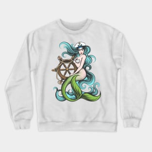 Mermaid with Steering Wheel Crewneck Sweatshirt